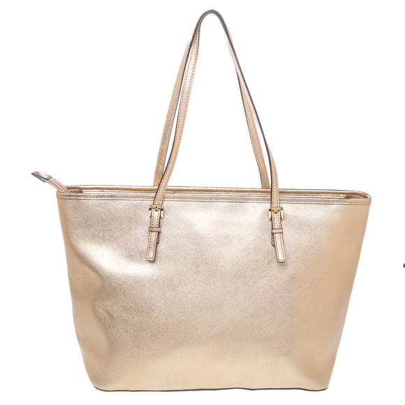 Michael Kors Gold Metallic Saffiano Leather Multifunction Tote - Picture 3 of 5